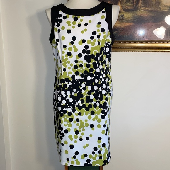 RN Studio/Ronni Nicole Sheath Polka Dot Dress.  Size 12.  Green/Black/White - Picture 1 of 11